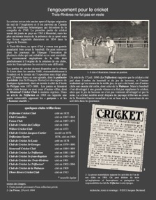le cricket a Trois-Rivières